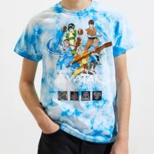 Nickelodeon Avatar Short Sleeve Tie Dye Graphic Tee Shirt Crew Neck Baby Blue L